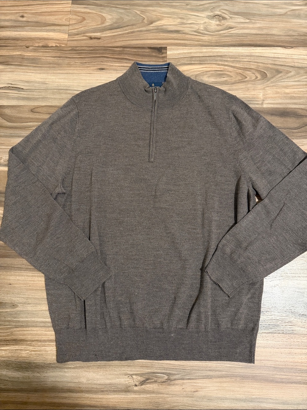 Brooks Brothers Extra Fine Merino Wool 1/4 Zip Sweater Brown Heather Men’s XL